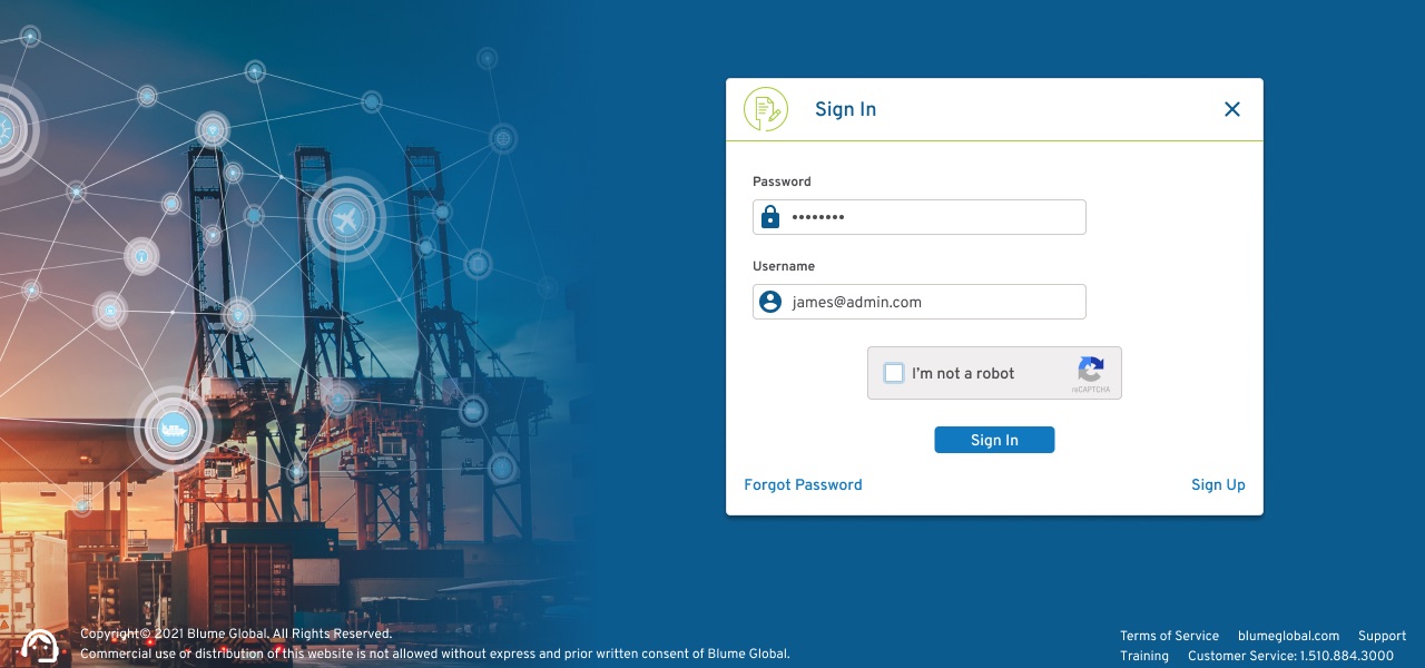 The Blume sign-in: the port skyline that opened every session